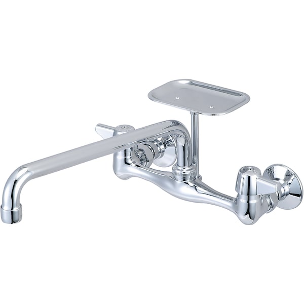 Two Handle Wallmount Kitchen Faucet, NPT, Wallmount, Polished Chrome, Number of Holes: 2 Hole